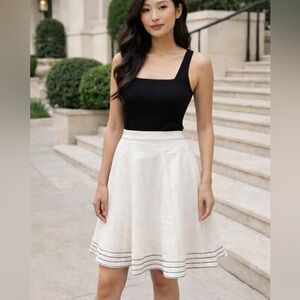 Andrew GN SS2008 Ivory Linen A-Line Skirt Made in France Size 42